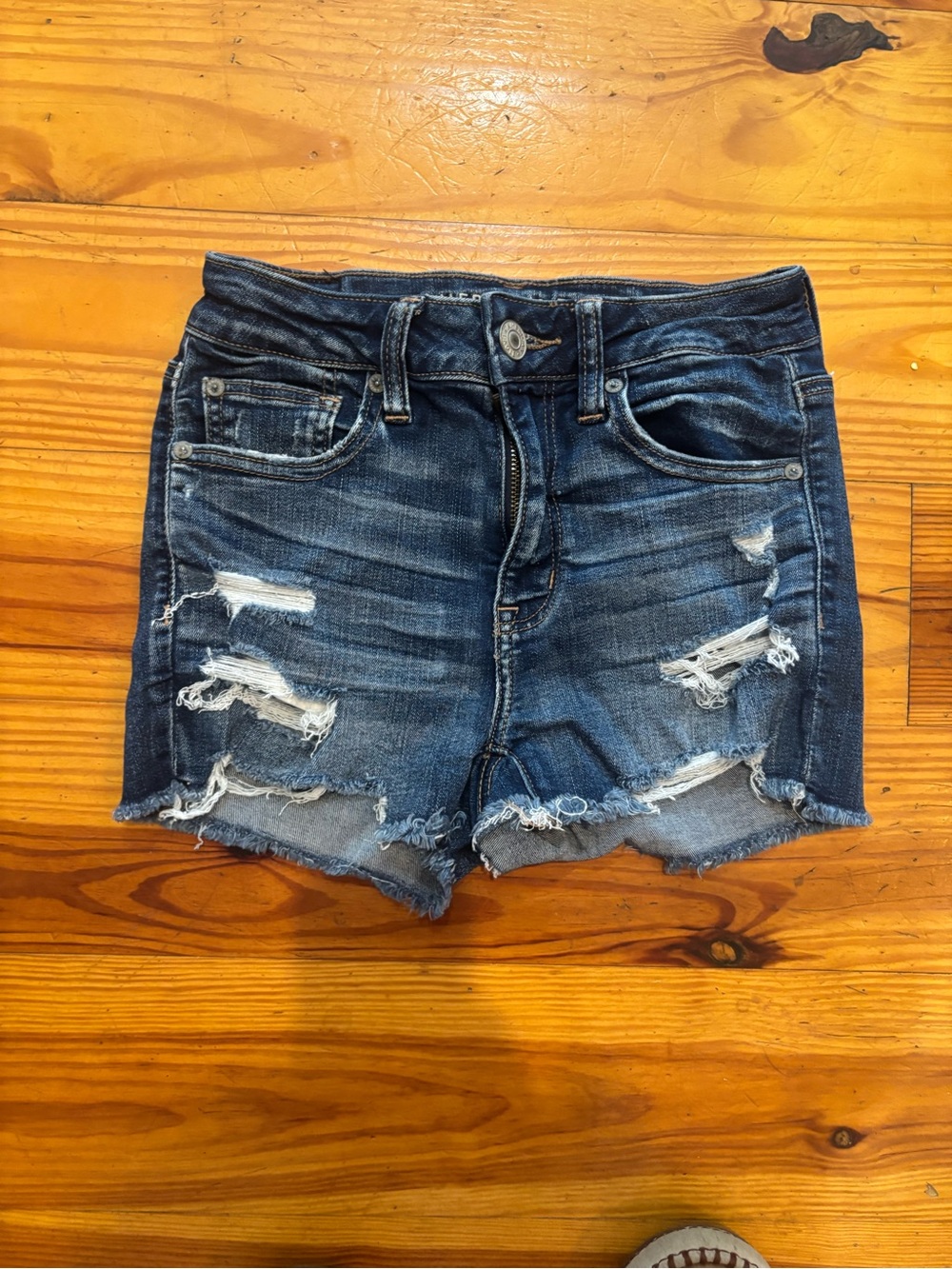 American Eagle Outfitters Distressed Dark Blue Denim Cutoff Shorts